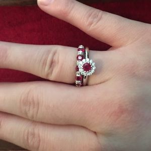 Ruby and diamond ring set